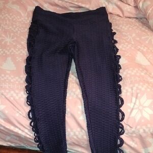 Women's Purple Textured Leggings